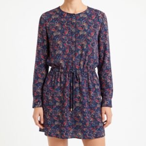 Vestido Mango Suit Azul con Estampado Paisley - L