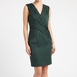Vestido Sisley Verde Esmeralda con Drapeado Frontal - S