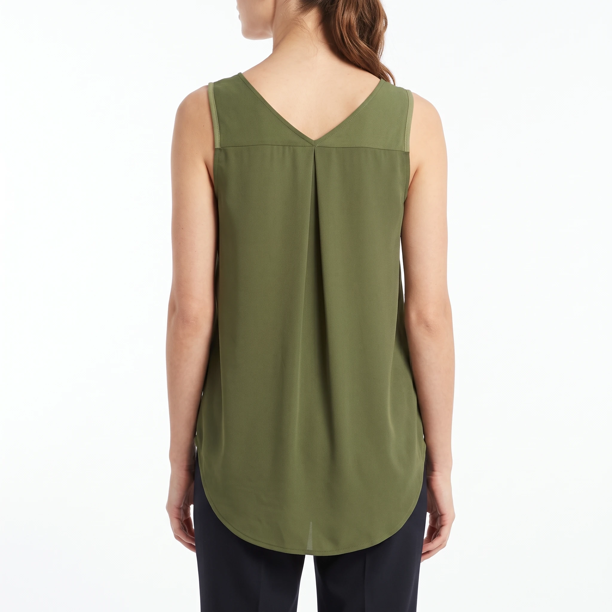 Blusa Banana Republic Verde Olivo con Escote en V - S - Imagen 3