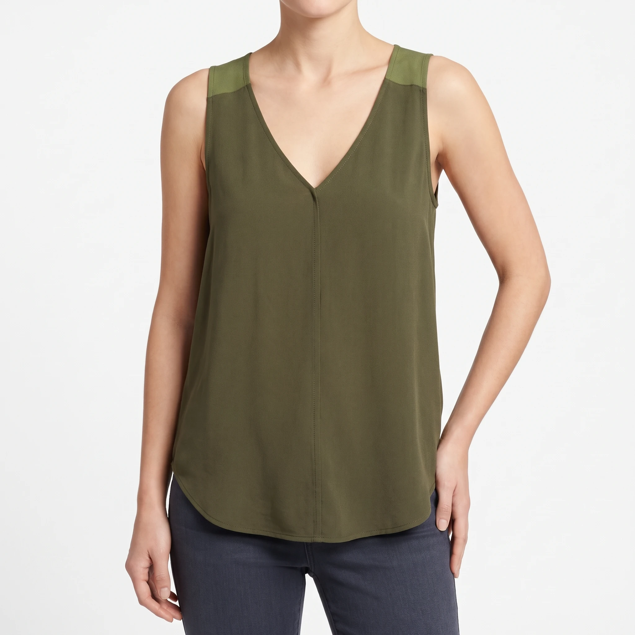 Blusa Banana Republic Verde Olivo con Escote en V - S