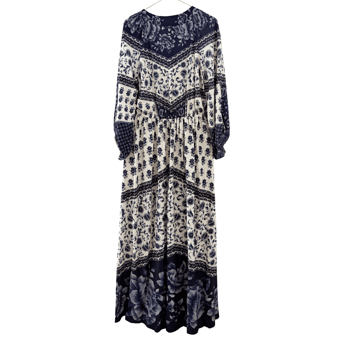 Vestido Largo Farm Rio Estampado Floral Azul y Crema - M - Imagen 4