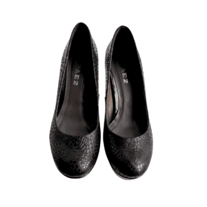 Tacones Paez Negros con Textura de Serpiente y Plataforma - 36