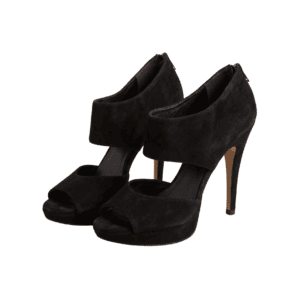 Tacones Mazzari Peep Toe de Gamuza Negra - 38