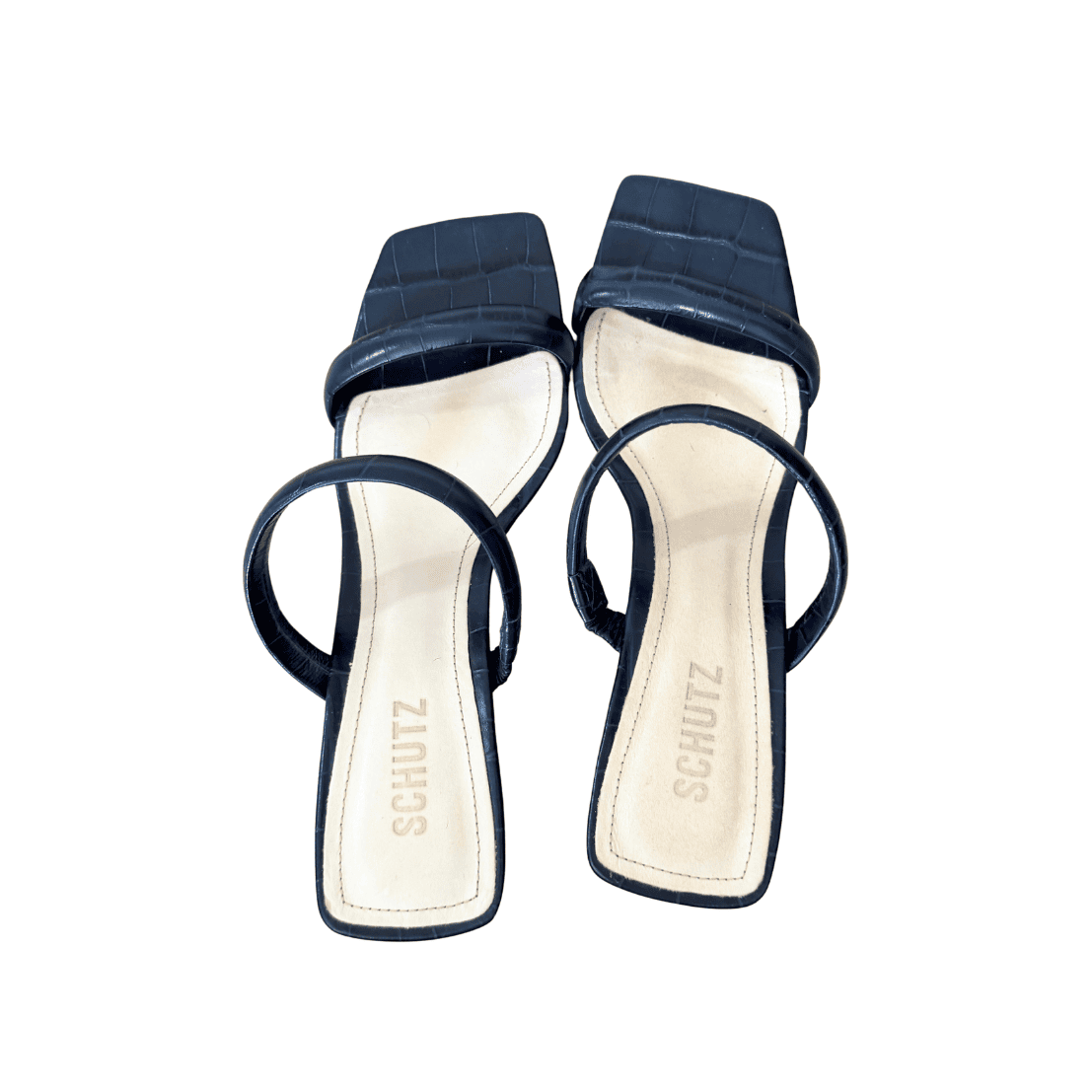 Sandalias Schutz de tacón azul efecto cocodrilo - 39 - Imagen 2