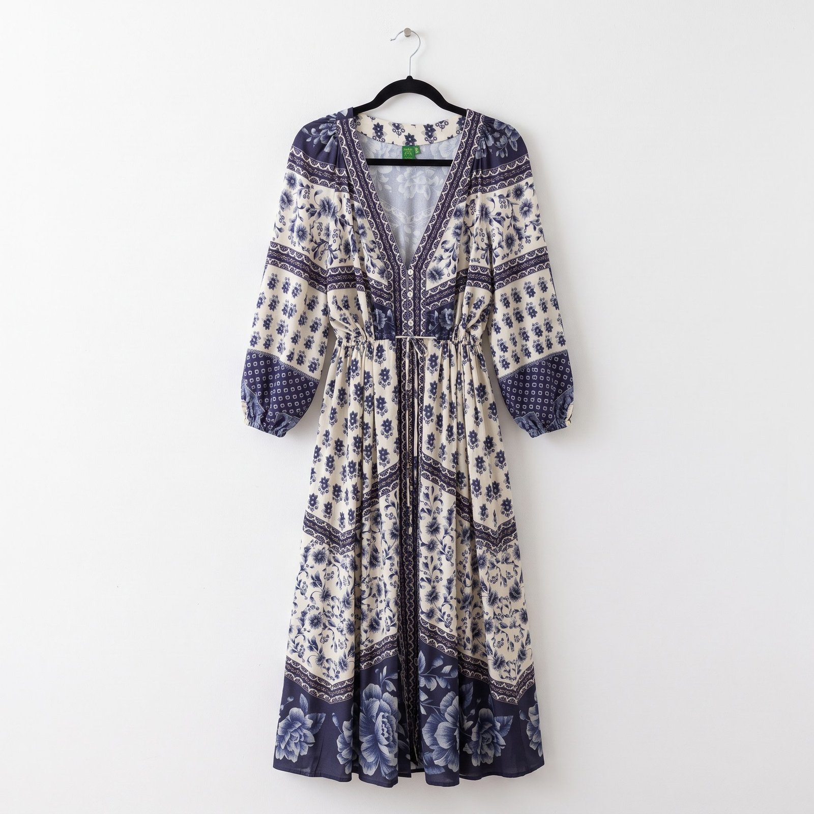 Vestido Largo Farm Rio Estampado Floral Azul y Crema - M - Imagen 2
